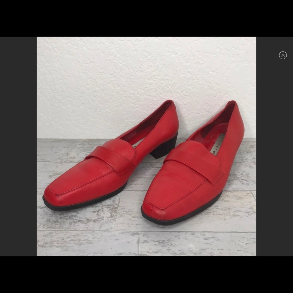 Red leather loafers fit 7.5